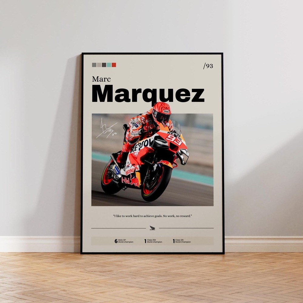 Marc Marquez Poster, Racing Wall Art, MotoGP Legend Memorabilia Print